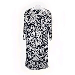 Lauren Ralph Lauren Sheath Midi Dress SZ 12 Floral Print V-Neck Faux Wrap Dress